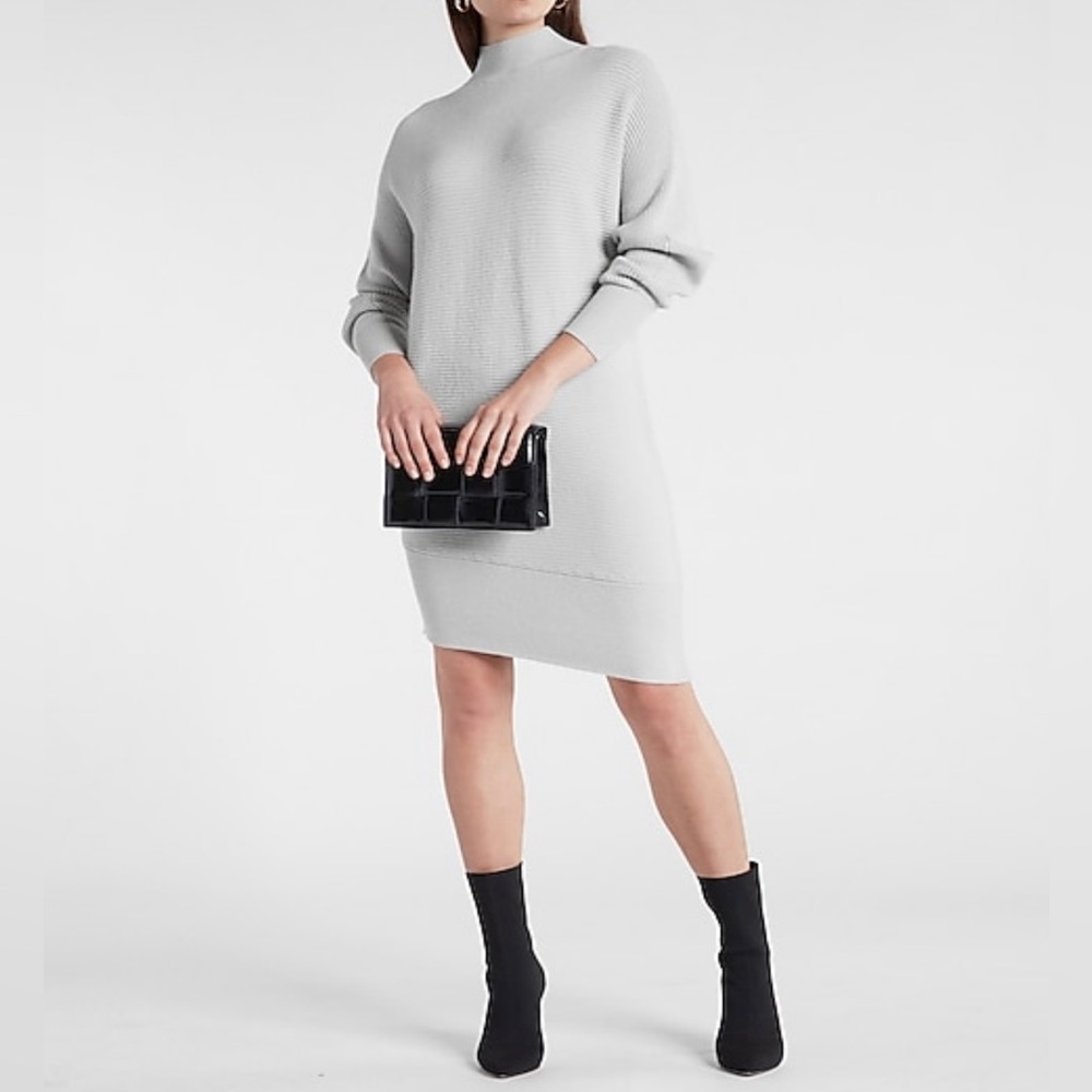 Express Turtleneck Asymmetrical Hem Midi Sweater Dress